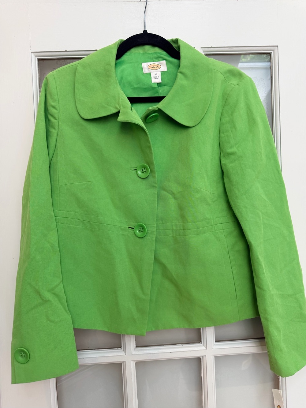 Vintage Talbots Y2K Chic Linen Lime Green Blazer Jacket Size 10 Medium NWT